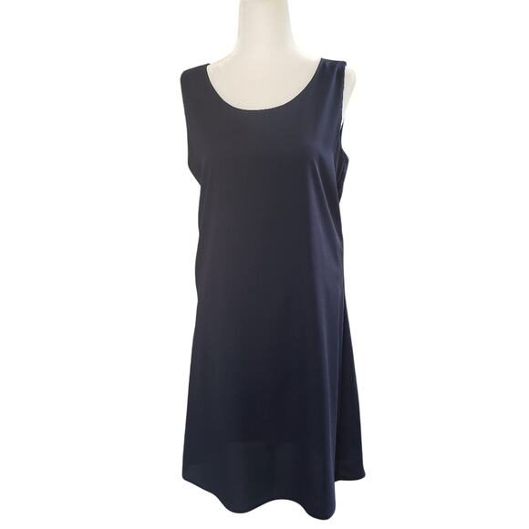 Gameday by chloe navy blue shift dress back bow waterfall size 7 - Picture 2 of 8